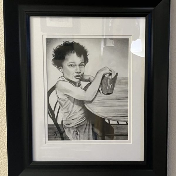The Potato Eater: framed ORIGINAL charcoal drawing