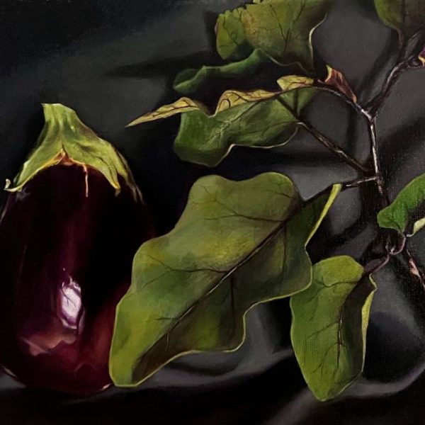 Two Eggplants ~ ORIGINAL acrylic painting on canvas